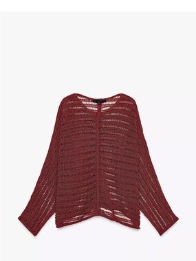 Open-Knit Lightweight Women's Sweater - Burgundy